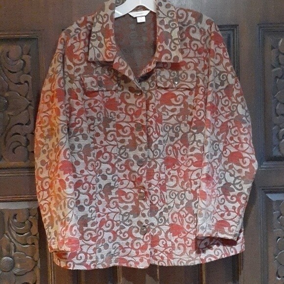 CJ Banks 1X Brown red blazer jacket brocade c j banks fall coat  xl classic - Picture 1 of 6